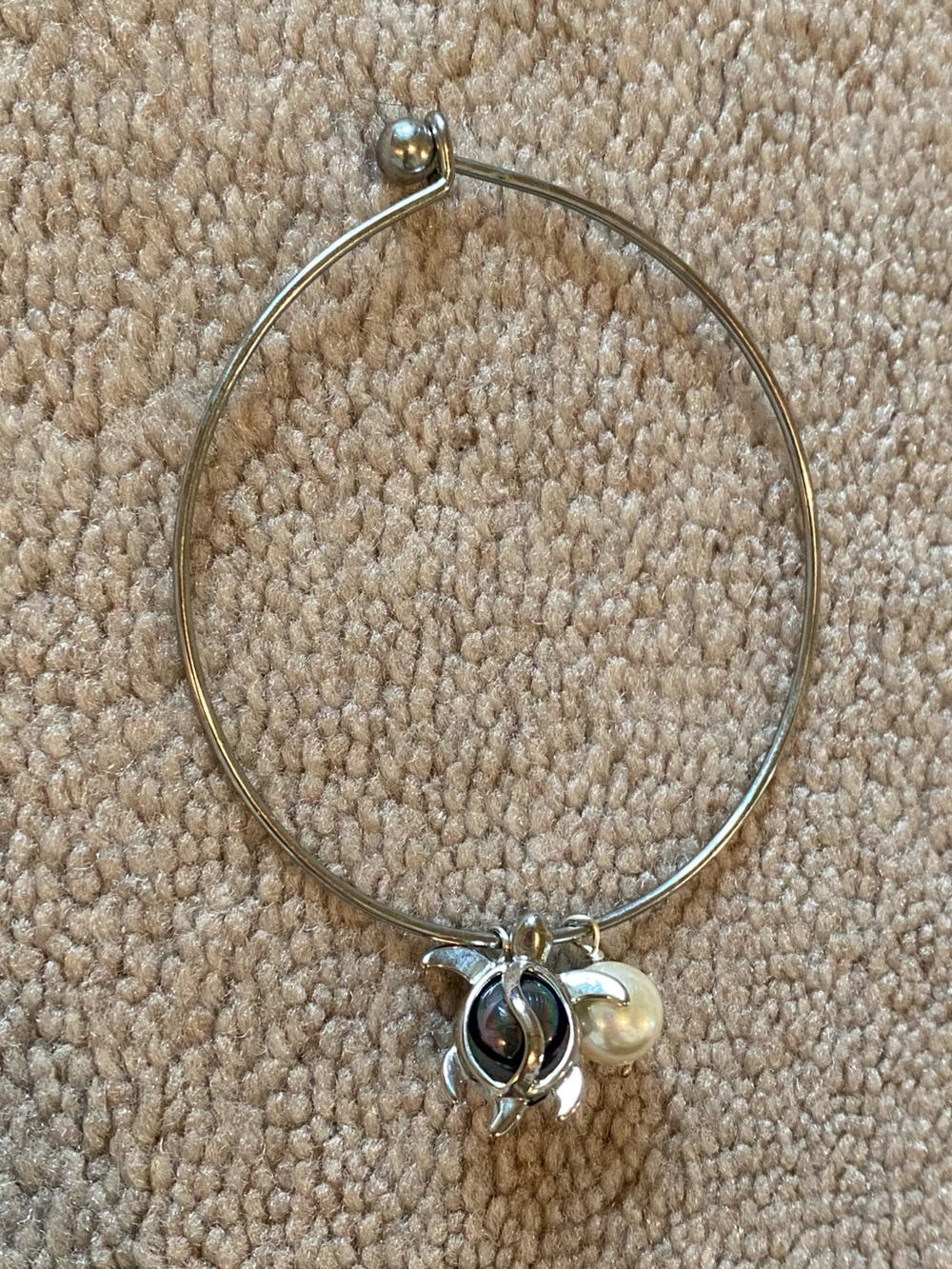 Silver-Tone Turtle Charm Bangle Bracelet - Women's Jewelry